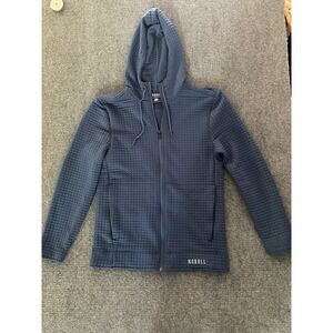 NOBULL Blue Waffle Knit Full Zip Hooded Men's Jacket Size Medium